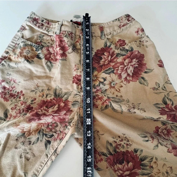 VTG Talbots || Floral Cotton Canvas Pants 8 Petite - Picture 10 of 11